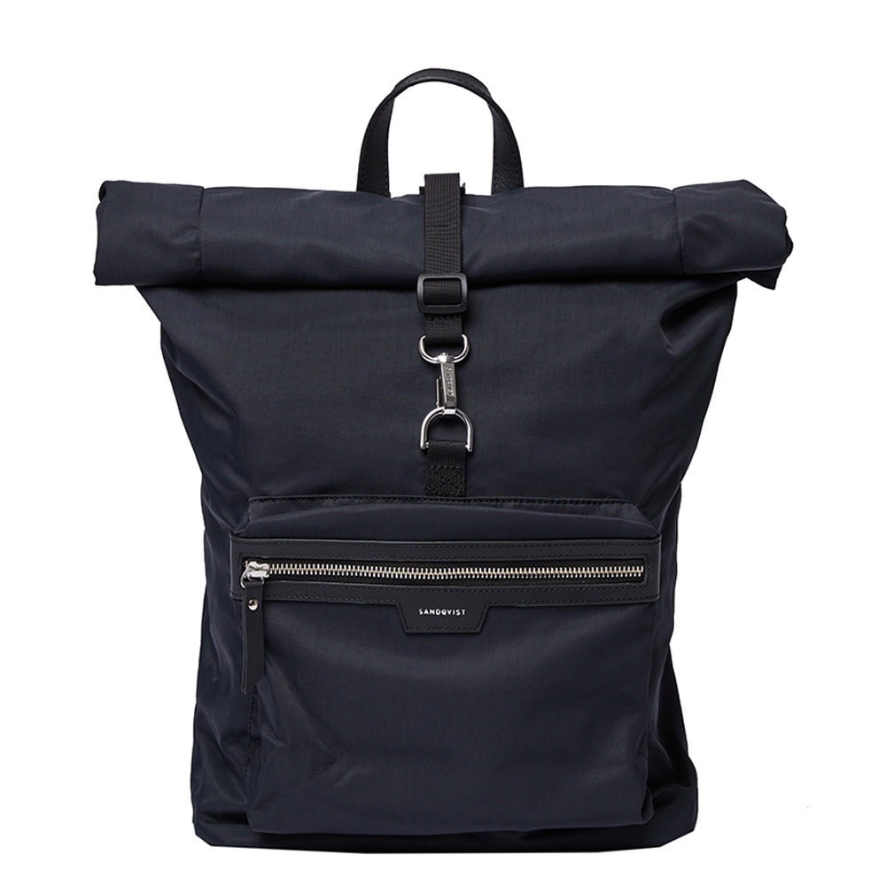 Sandqvist Siv Backpack black with black leather backpack - Tas2go